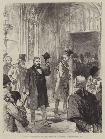 Meeting of the New Parliament, Arrival of New Members in Westminster Hall by Sir John Charles Robinson